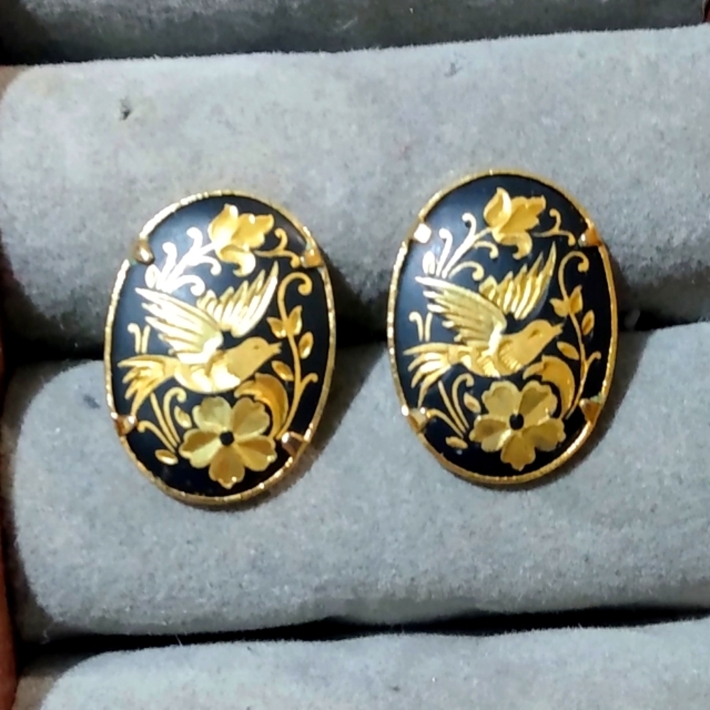 Vintage Damascene earrings